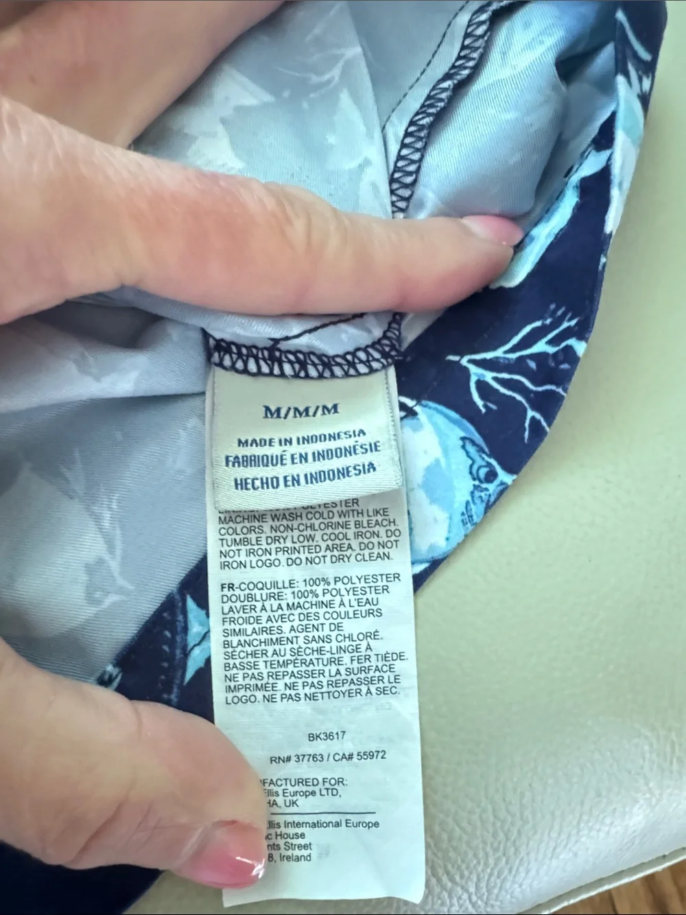 Men’s Southern Proper Navy & Light Blue Tropical-Print Swim Trunks Sz med